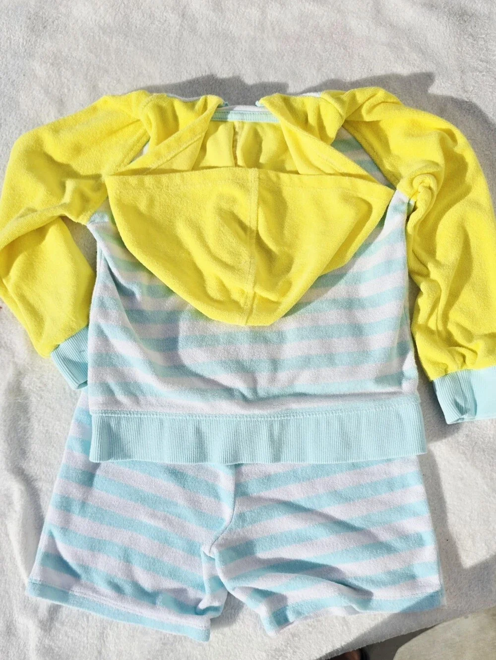 4T Wonder Nation Yellow, Turquoise & White Hoodie and Shorts Beach Cover Up